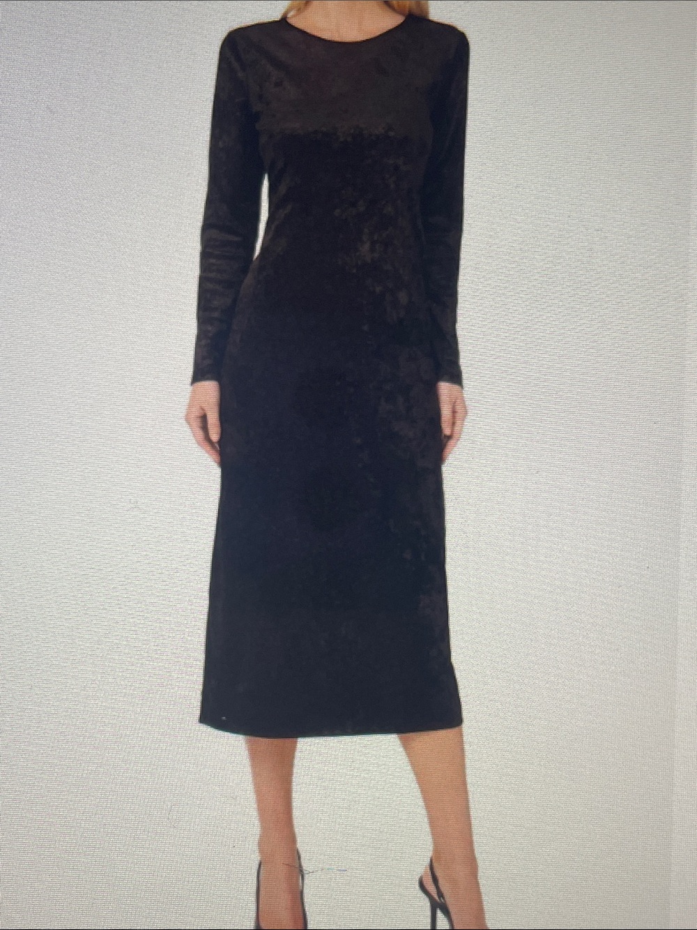 Vince Camuto Black Velvet Long Sleeve Midi Dress